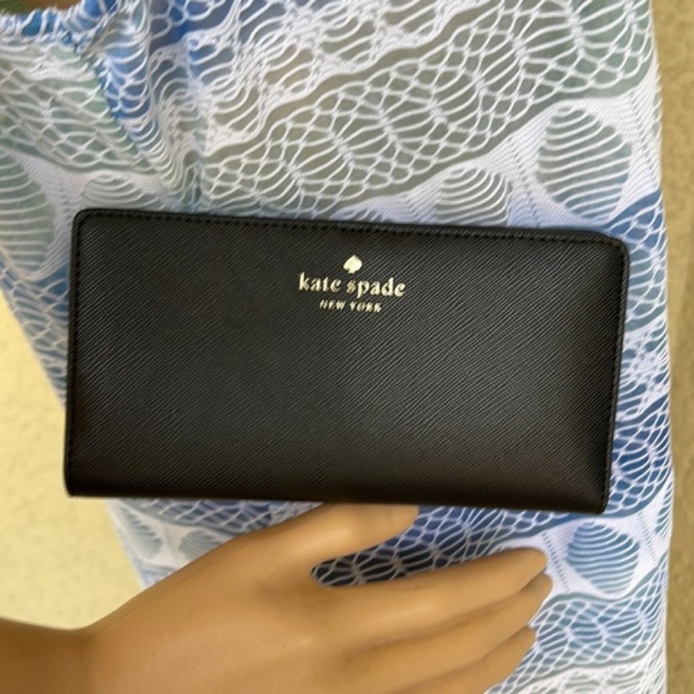 Kate Spade Staci Large Slim Bifold Wallet Black NWT - Picture 15 of 16